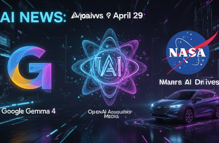 Featured image for article: AI News April 29 2026: Google Gemma 4, OpenAI Acquires Media, NASA Mars AI Drives