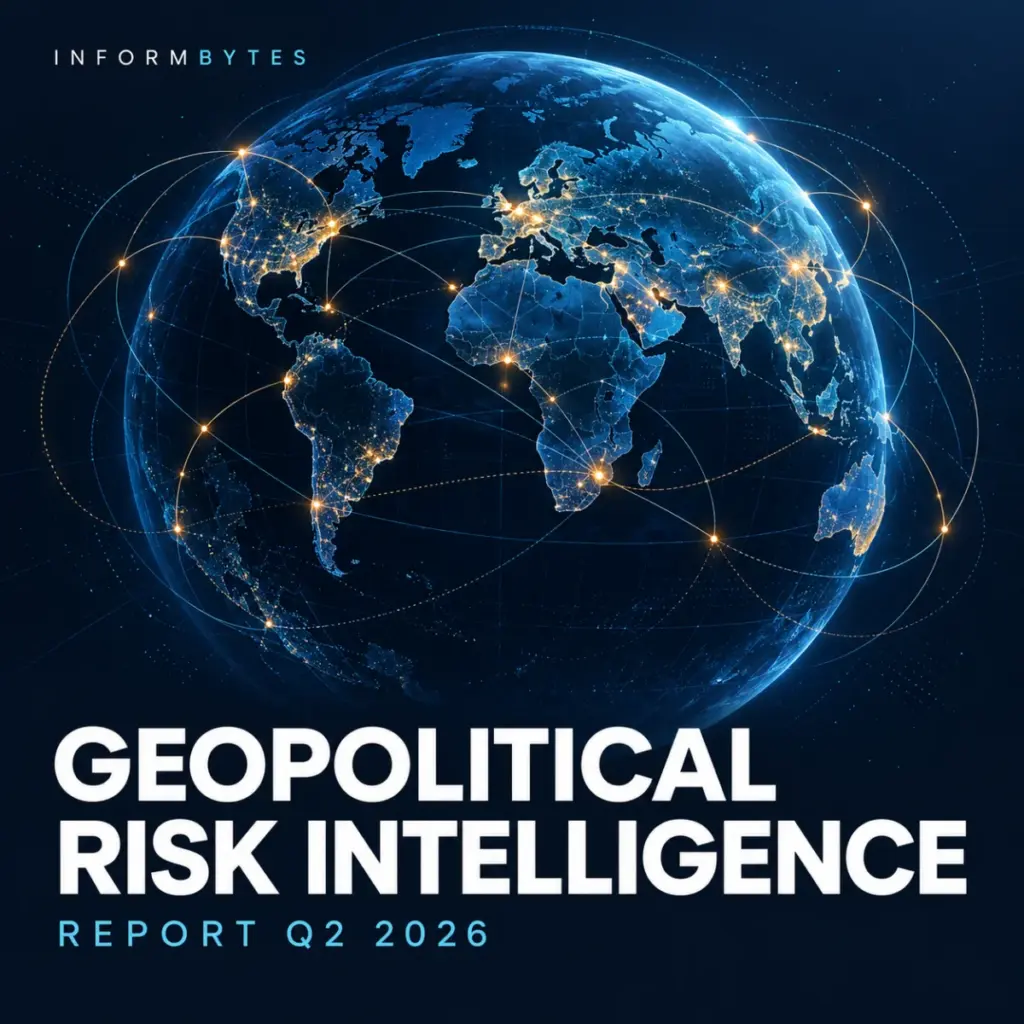 Geopolitical Risk Intelligence Report Q2 2026 cover with an illuminated globe