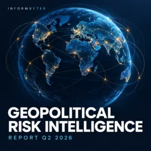 Geopolitical Risk Intelligence Report Q2 2026 cover with an illuminated globe