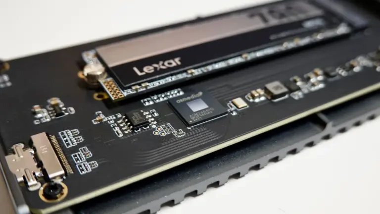 Lexar M.2 SSD mounted on a circuit board.