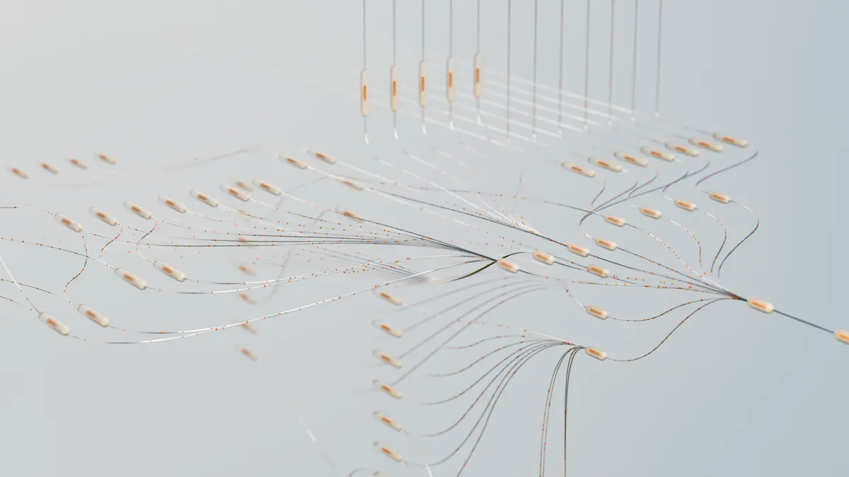 Fine branching connections in a pale abstract neural-network illustration.