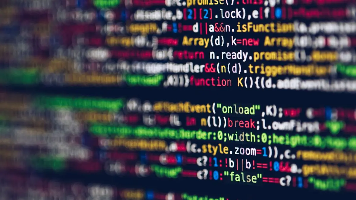 Colorful programming code on a monitor.