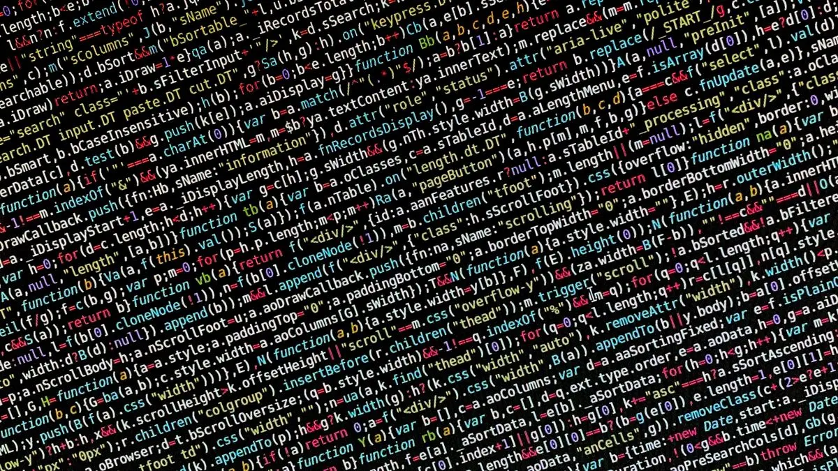 Lines of code on a computer screen.